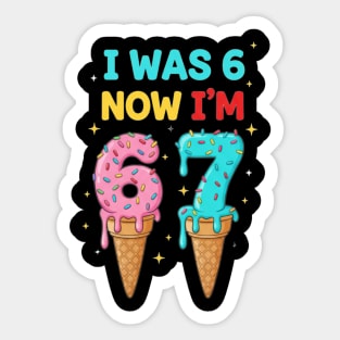 Funny 6 To 7 Ice Cream Birthday Graphic Sticker